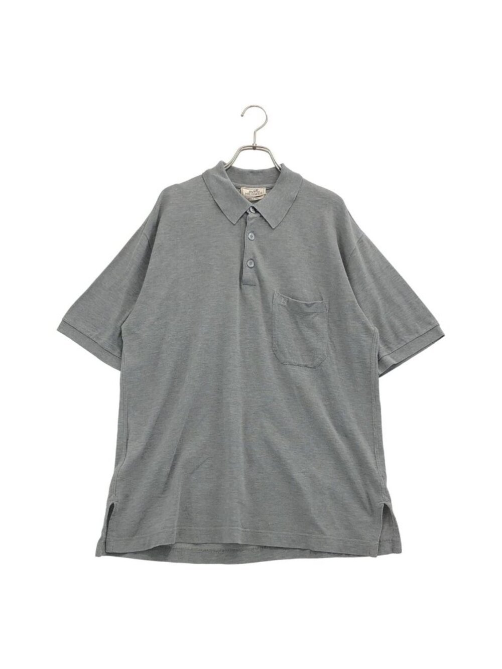 Hermes Logo Embroidery Polo Shirt Gray XL
